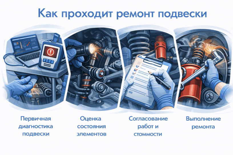 Этапы ремонта подвески авто: проверка состояния, согласование работ и восстановление ходовой системы